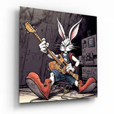 Rocker Rabbit Glass Wall Art.